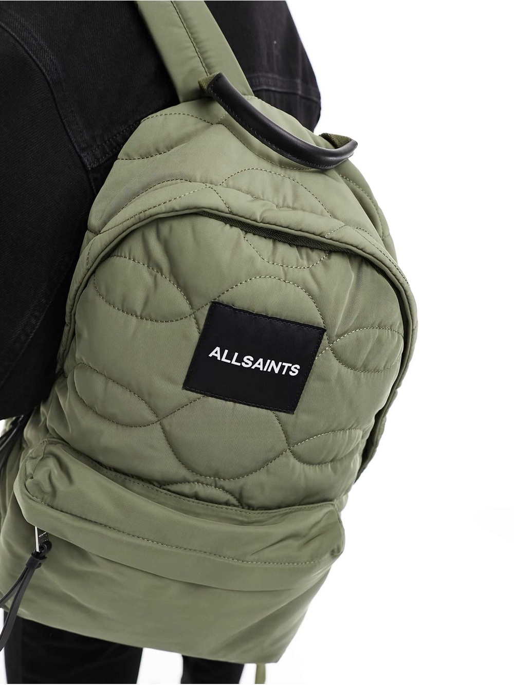 AllSaints Olive Green Quilted Backpack